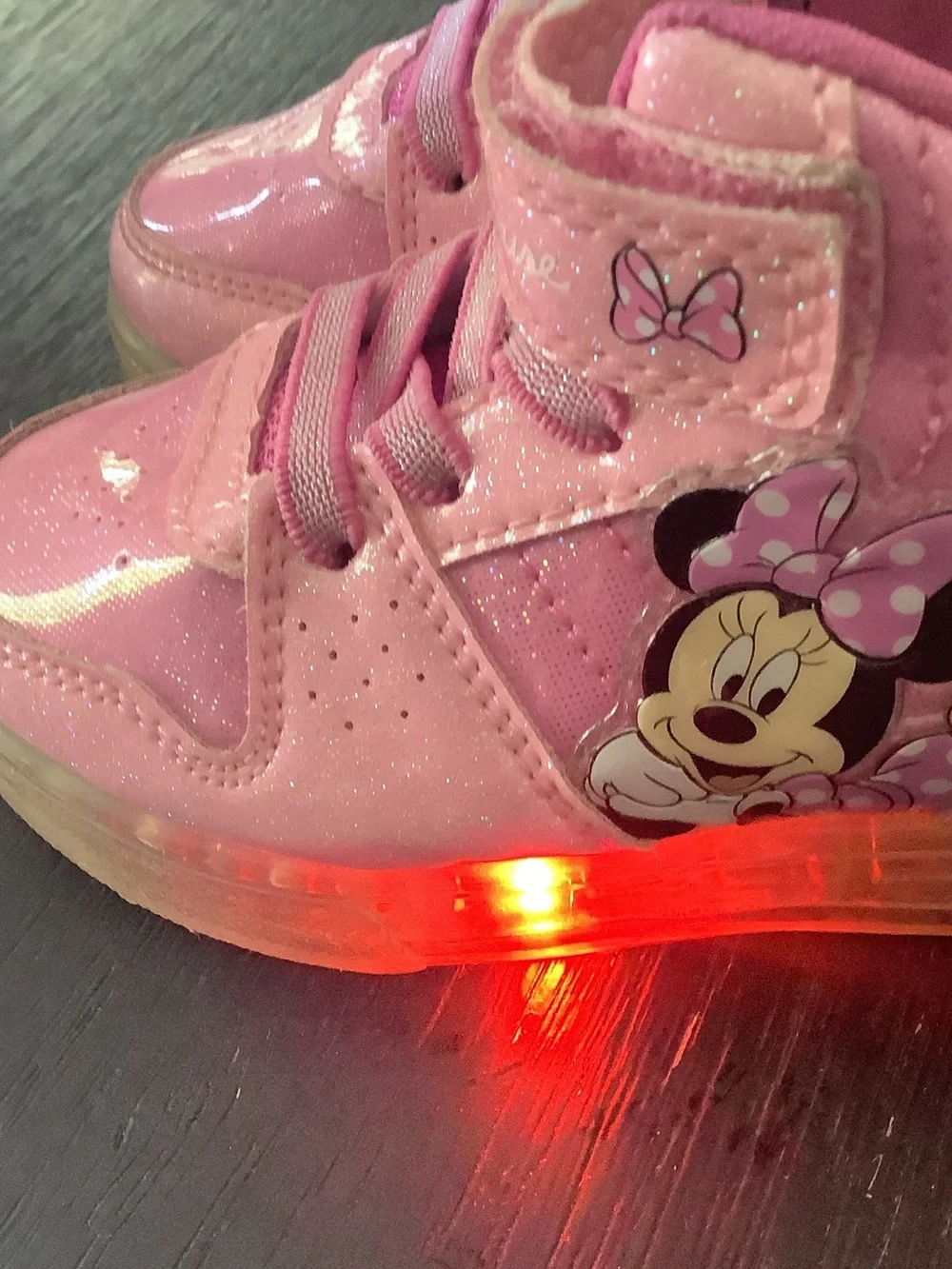Disney Pink Minnie Mouse Light-Up High-Top Sneakers for Kids